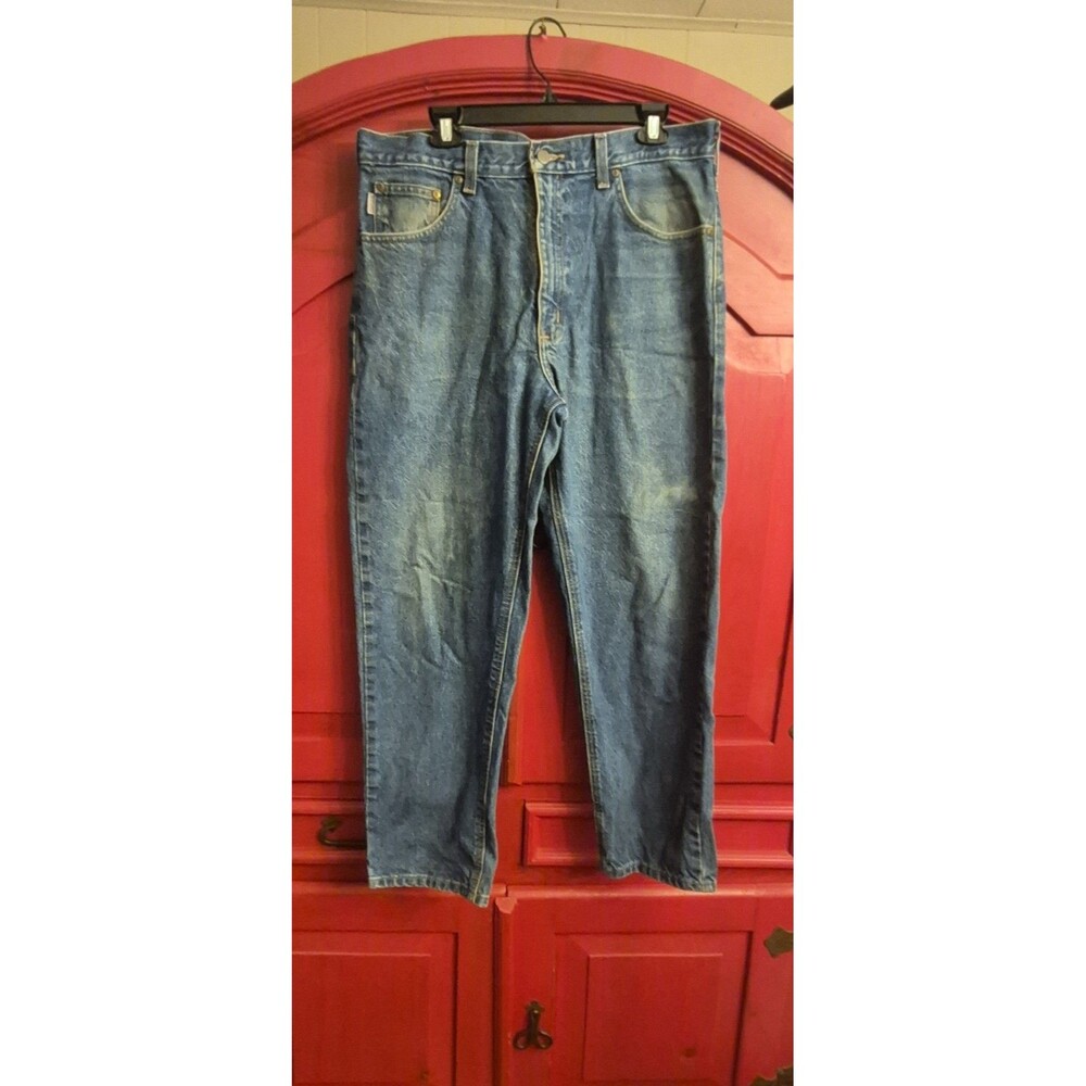 Carhartt Mens 36x30 Relaxed Fit Straight Leg Jeans Blue Denim Work Casual Pants